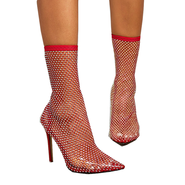Women's Boots Pointed-Toe Stiletto Hollow Mesh