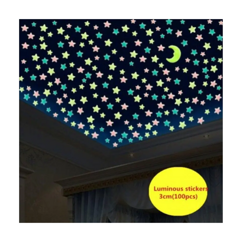 100Pcs Luminous Stars Wall Stickers Home Glow In The Dark Kids Fluorescent Decor