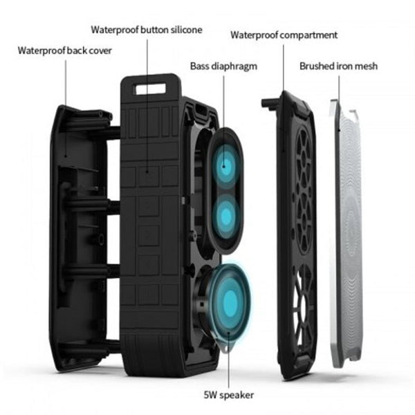X3 Ipx7 Waterproof Bluetooth Outdoor Travel Portable 5.0 Subwoofer U Disk Tf Wireless Call Black