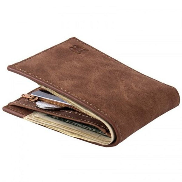 Ls685 Men's Short Wallet Casual Vintage Coin Bag Coffee