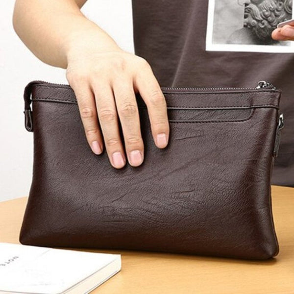 Ls815 Men's Soft Large Capacity Business Handbag Envelope Bag Easy Match Brown