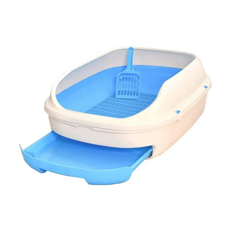 Yes4pets Medium Portable Cat Toilet Litter Box Tray With Scoop And Grid Tray-Blue