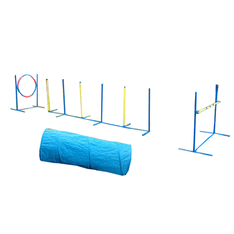 Yes4pets Portable Dog Puppy Training Practice Weave Poles Agility Post Exercise Tunnel Jump Tyre Set