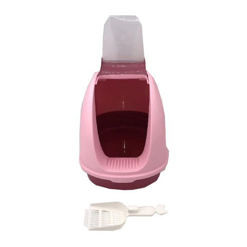 Yes4pets Portable Hooded Cat Toilet Litter Box Tray House With Handle And Scoop Pink