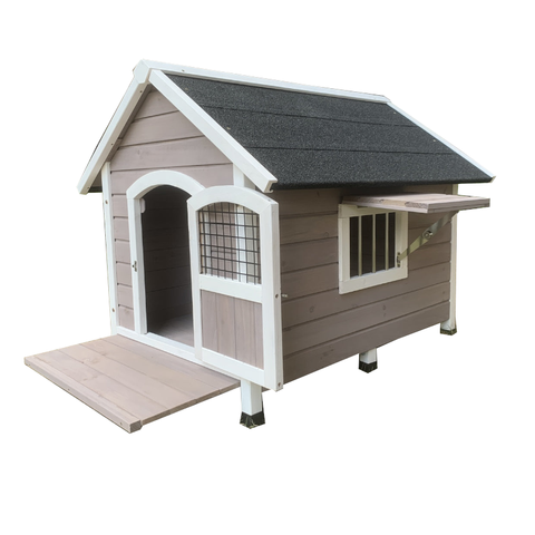 Yes4pets Xl Timber Pet Dog Kennel House Puppy Wooden Cabin With Door Grey