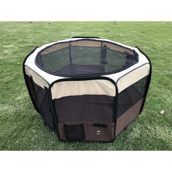 Yes4pets Medium Brown Pet Dog Cat Puppy Rabbit Tent Soft Playpen