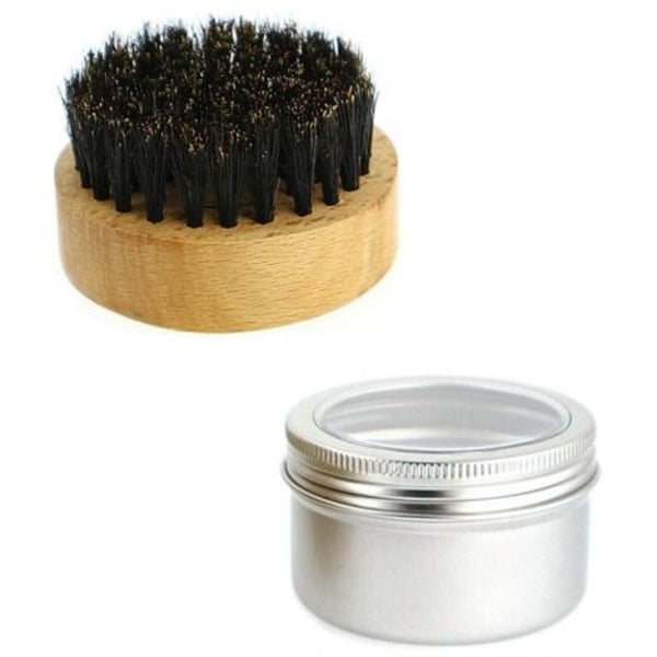 Ymh37185 Beard Brush With Containing Storage Box Set Silver
