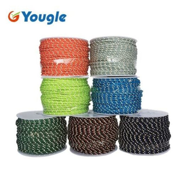 50M 3 Strands Cores 280Lb Reflective Paracord Parachute Cord Tent Guy Fishing Line Neon Green