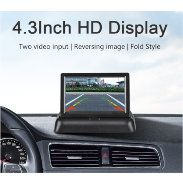 Foldable 4.3 Inch Car Reversing Digital Lcd Display Black