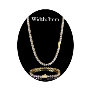 Zircon Tennis Chain Set 16 To 24 Inch Necklace 7-9 Bracelet Gold Plating High-Quality Hip Hop Jewelry