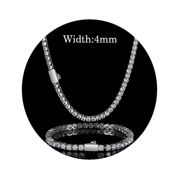 Zircon Tennis Chain Set 16 To 24 Inch Necklace 7-9 Bracelet Gold Plating High-Quality Hip Hop Jewelry