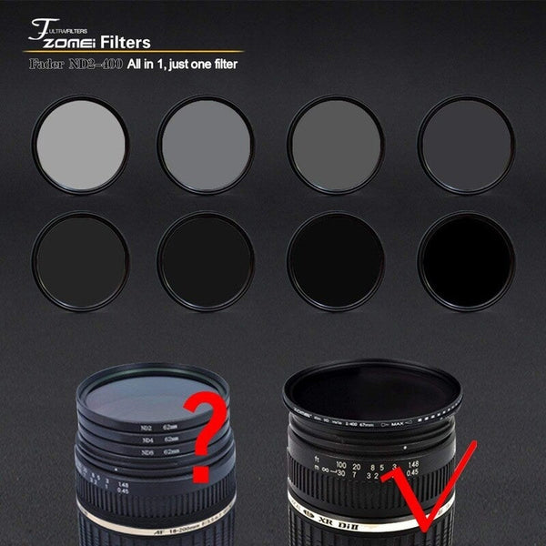 62Mm Ultra Slim Variable Fader Nd2 400 Neutral Density Filter Adjustable Nd4 Nd8 Nd16 Nd32 To Nd400 For Sigma Tamron Sony Alpha A57 A77 A65 Dslr Cameras