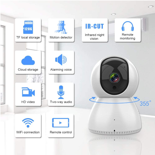 1080P Smart Wifi 360° Home Security Baby Monitor Night Vision Surveillance Camera