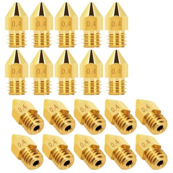 0.4Mm 1.75Mm 3D Printer Brass Nozzle For Cr10 10S Ender Anet A8 Z10m2 U20 U30 5Pcs Gold