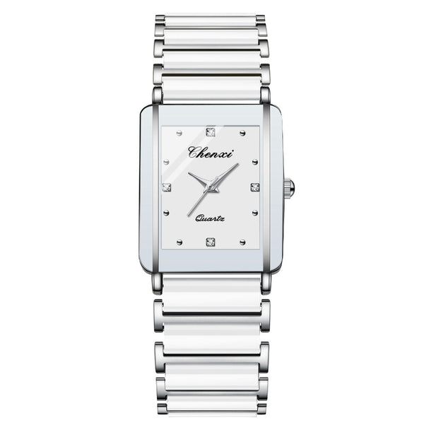Square Couple Watch For Women And Men Ceramic Quartz Watches