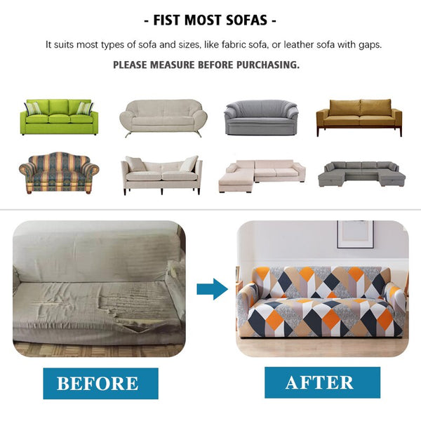 2 Seater Sofa Cover Orange Geometric Style Protection For Living Room Slipcovers