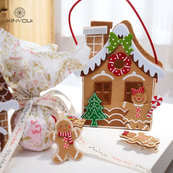 Christmas Felt House Tote Bag Gift Decoration Candy Hand Carry Seasonal Decorations
