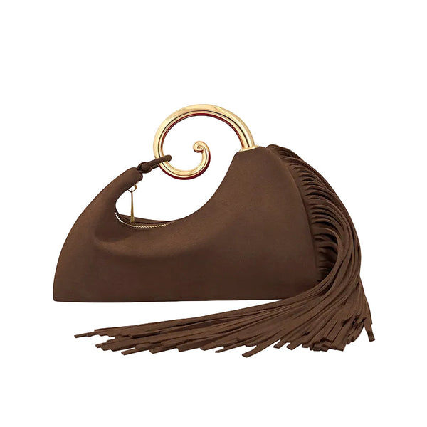 Winter Women's Bag Fashionable Synthetic Suede Purse With Leather Tassels Elegant Outdoor Travel Women's Bags & Handbags