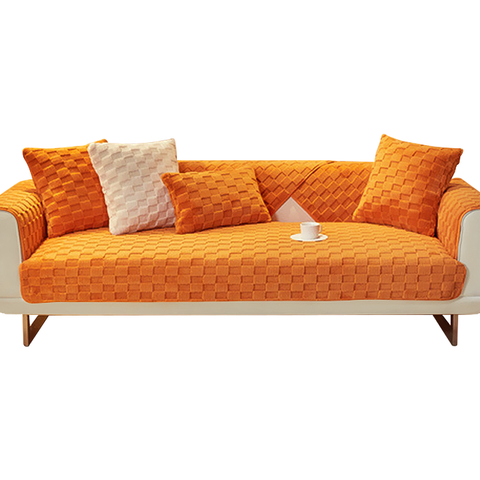 Sofa Towel Super Soft Orange Velvet Plush Non Slip Sectional Covers Slipcovers