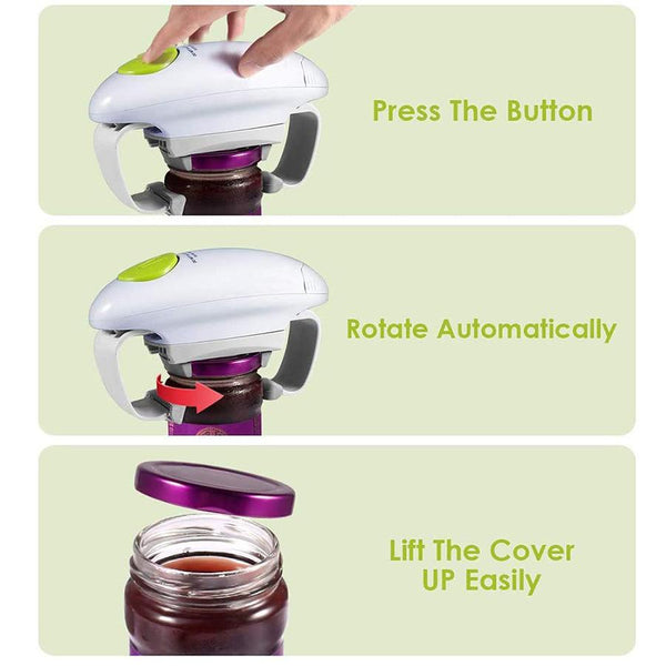 Can Openers Electric One Push Battery Powered Jar Lid Opener Kitchen Gadget
