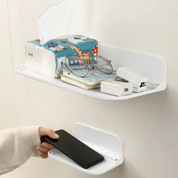 New Foldable Punch Free Wall Mounted Plastic Floating Shelf For Bathroom And Toilet Ideal Towel Clothes Storage Shelves