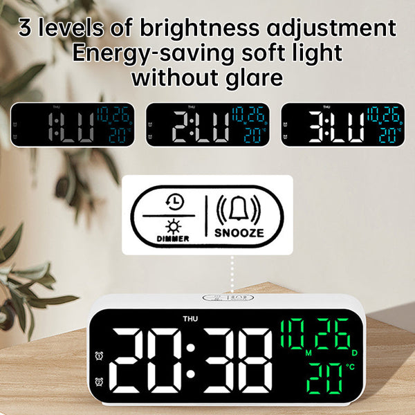 Digital Alarm Clock With Temp Date Week. Night Mode. Voice Controlled. 12/24H Led Alarm Clocks & Clock Radios