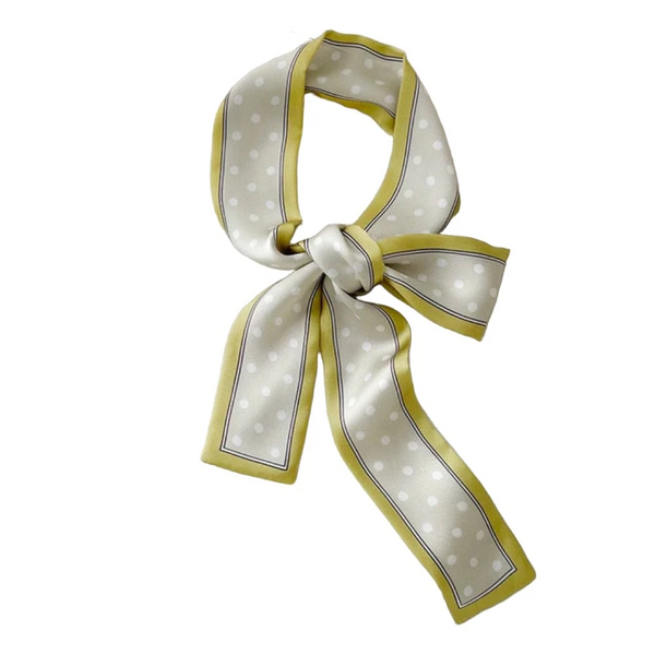 French Style Skinny Scarf 120X5cm Elegant Braided Hair Ribbon Belt Yellow Beige Dot Headbands Neckerchief Streamer Scarves & Wraps