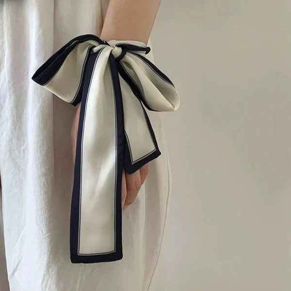 French Style Skinny Scarf 120X5cm Elegant Braided Hair Ribbon Belt Yellow Beige Dot Headbands Neckerchief Streamer Scarves & Wraps