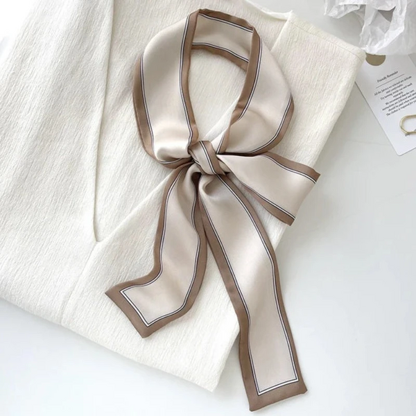 French Style Skinny Scarf 120X5cm Elegant Braided Hair Ribbon Belt Yellow Beige Dot Headbands Neckerchief Streamer Scarves & Wraps