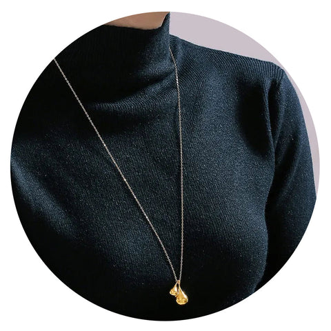 Veile Studios Simple And Versatile Stainless Steel Gold Plated Sweater Chain Jewelry Chains Necklaces