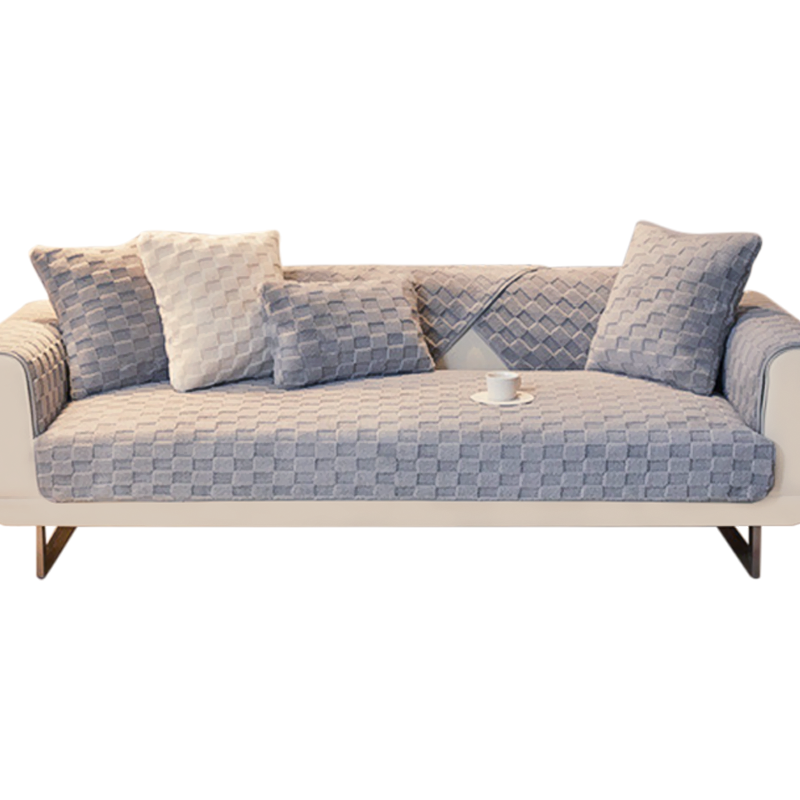 Sofa Towel Super Soft Gray Velvet Plush Non Slip Sectional Covers Slipcovers