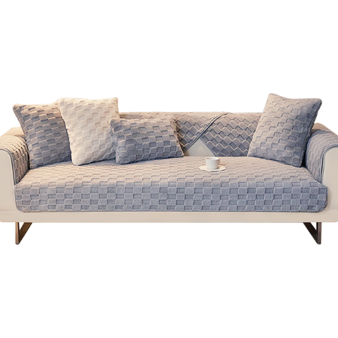 Sofa Towel Super Soft Gray Velvet Plush Non Slip Sectional Covers Slipcovers