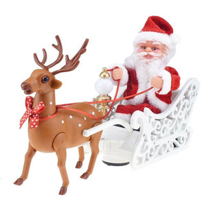 Moving Musical Reindeer And Santa In Sleigh Or Chimney Christmas Toy