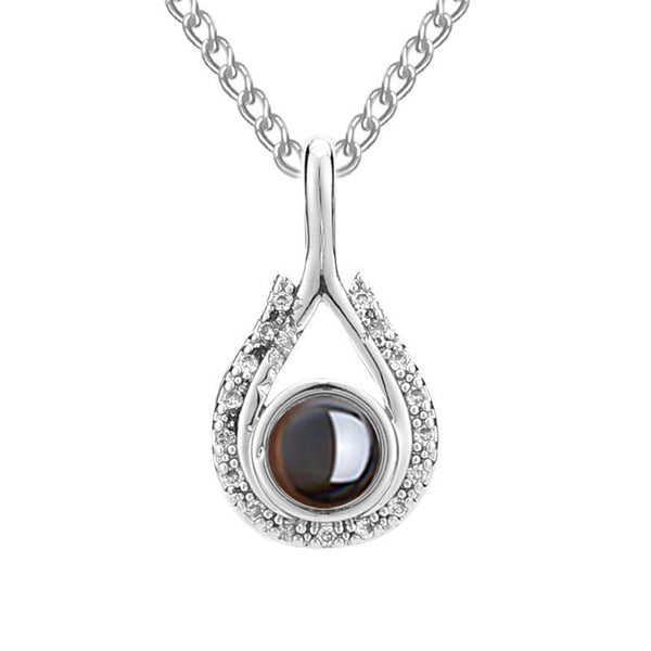 Waterdrop Shaped Fashion Projection Necklace With 100 Languages. I Love You. Color Photos Customized Lover Accessories Necklaces & Pendants