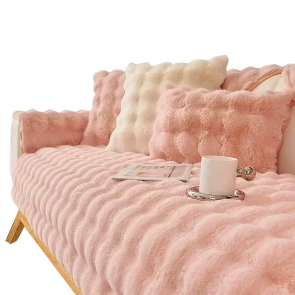 Sofa Towel Super Soft Rabbit Plush Pink Thicken Bubble Velvet Sectional Cover Slipcovers