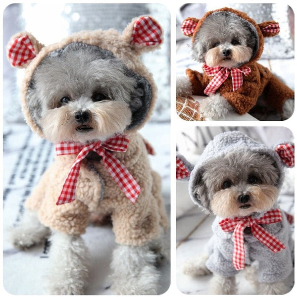 Pet Bixiong Pomeranian Small Dog Poodle Teddy Four Leg Autumn/Winter Clothes Ribbon Khaki Dog Clothing & Shoes