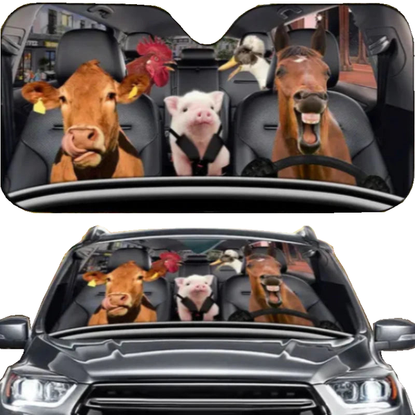 Funny Horse Driving 3D Printing Car Sun Visor Auto Decoration For Vehicle Parts Accessories Sun Visors