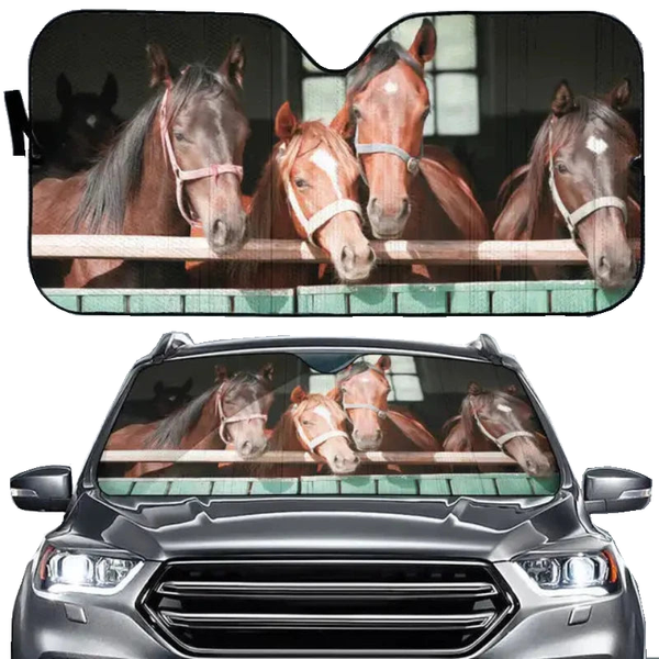 Funny Horse Driving 3D Printing Car Sun Visor Auto Decoration For Vehicle Parts Accessories Sun Visors