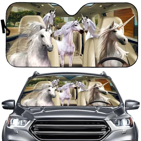 Funny Horse Driving 3D Printing Car Sun Visor Auto Decoration For Vehicle Parts Accessories Sun Visors