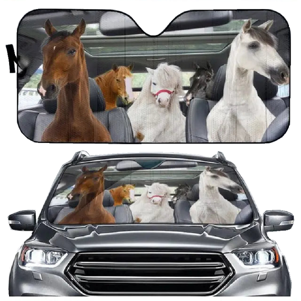 Funny Horse Driving 3D Printing Car Sun Visor Auto Decoration For Vehicle Parts Accessories Sun Visors