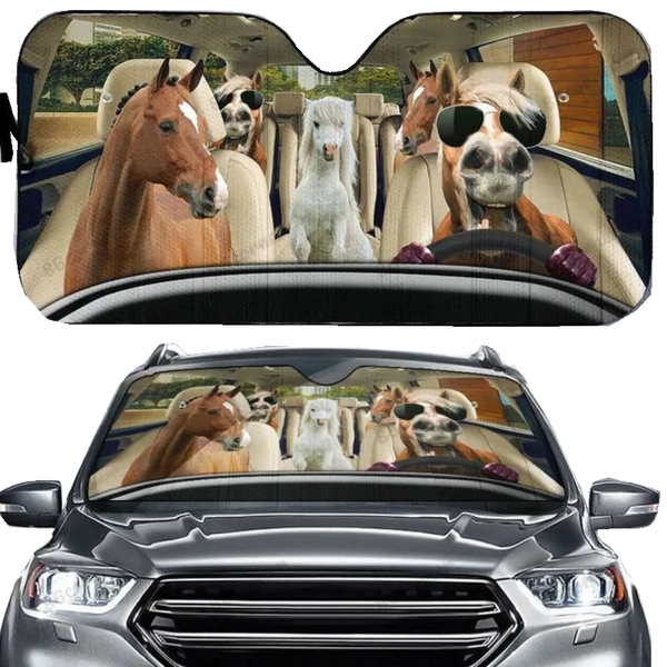 Funny Horse Driving 3D Printing Car Sun Visor Auto Decoration For Vehicle Parts Accessories Sun Visors