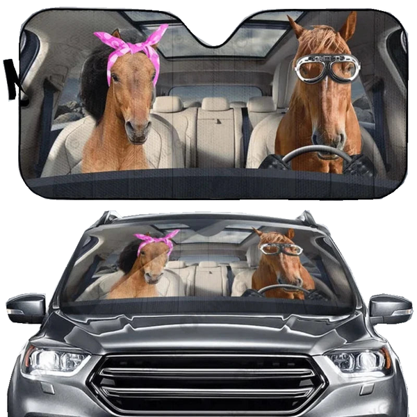 Funny Horse Driving 3D Printing Car Sun Visor Auto Decoration For Vehicle Parts Accessories Sun Visors