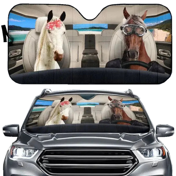 Funny Horse Driving 3D Printing Car Sun Visor Auto Decoration For Vehicle Parts Accessories Sun Visors