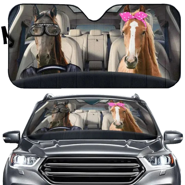 Funny Horse Driving 3D Printing Car Sun Visor Auto Decoration For Vehicle Parts Accessories Sun Visors