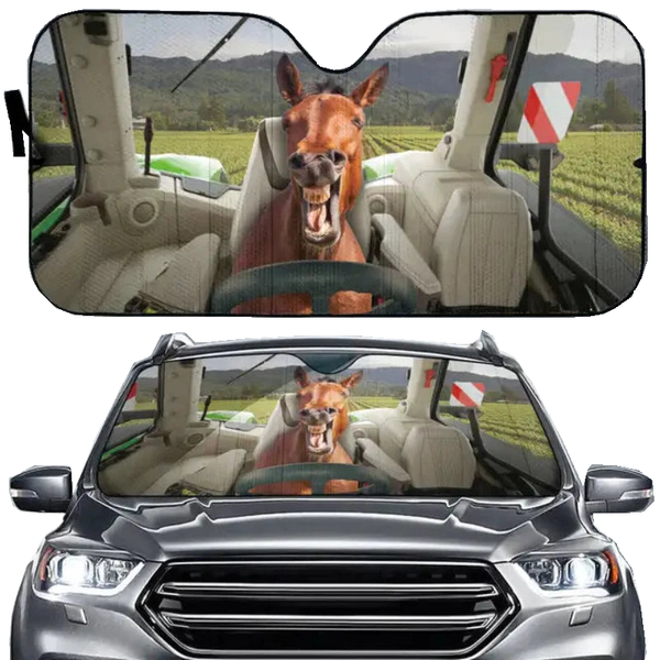 Funny Horse Driving 3D Printing Car Sun Visor Auto Decoration For Vehicle Parts Accessories Sun Visors