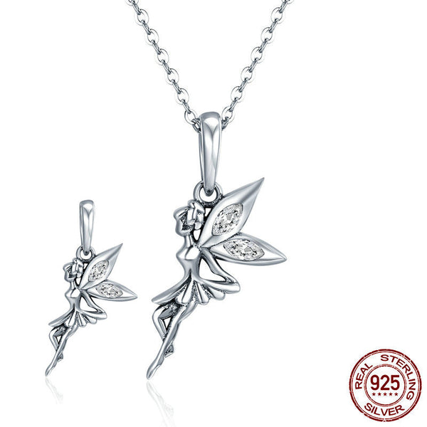 S925 Sterling Silver Flower Fairy Diy Bracelet Pendant Personalized Necklace Charm Necklaces & Pendants
