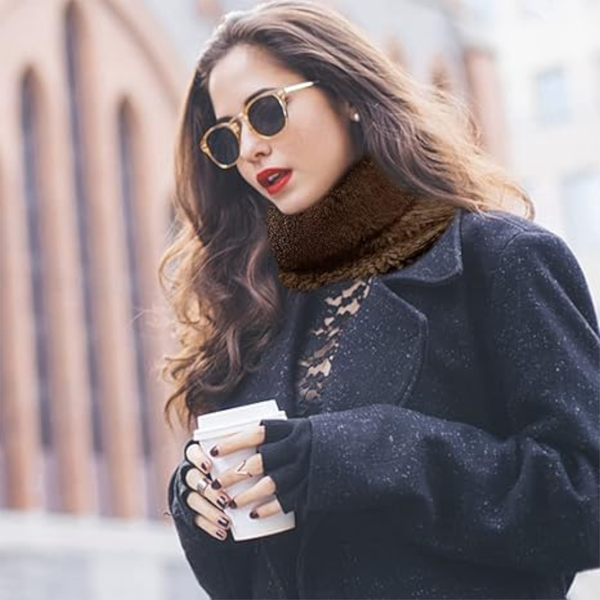 Winter Velvet Snood Thick Single Circle Plus Fleece Solid Colour Scarf Scarves