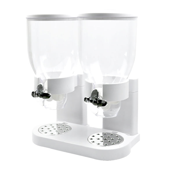 Toque Double Cereal Dispenser Dry Food White Food Storage Containers