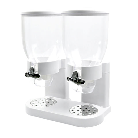 Toque Double Cereal Dispenser Dry Food White Food Storage Containers