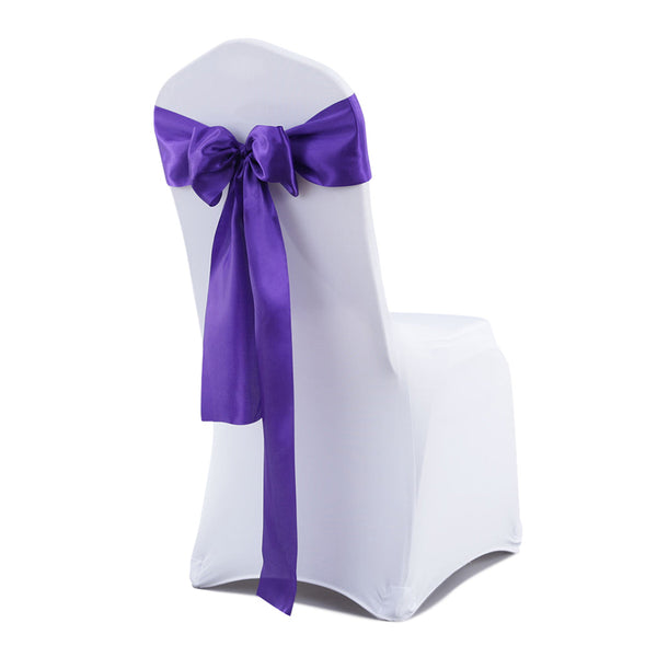 50X Coloured Satin Chair Eggplant Table Runners